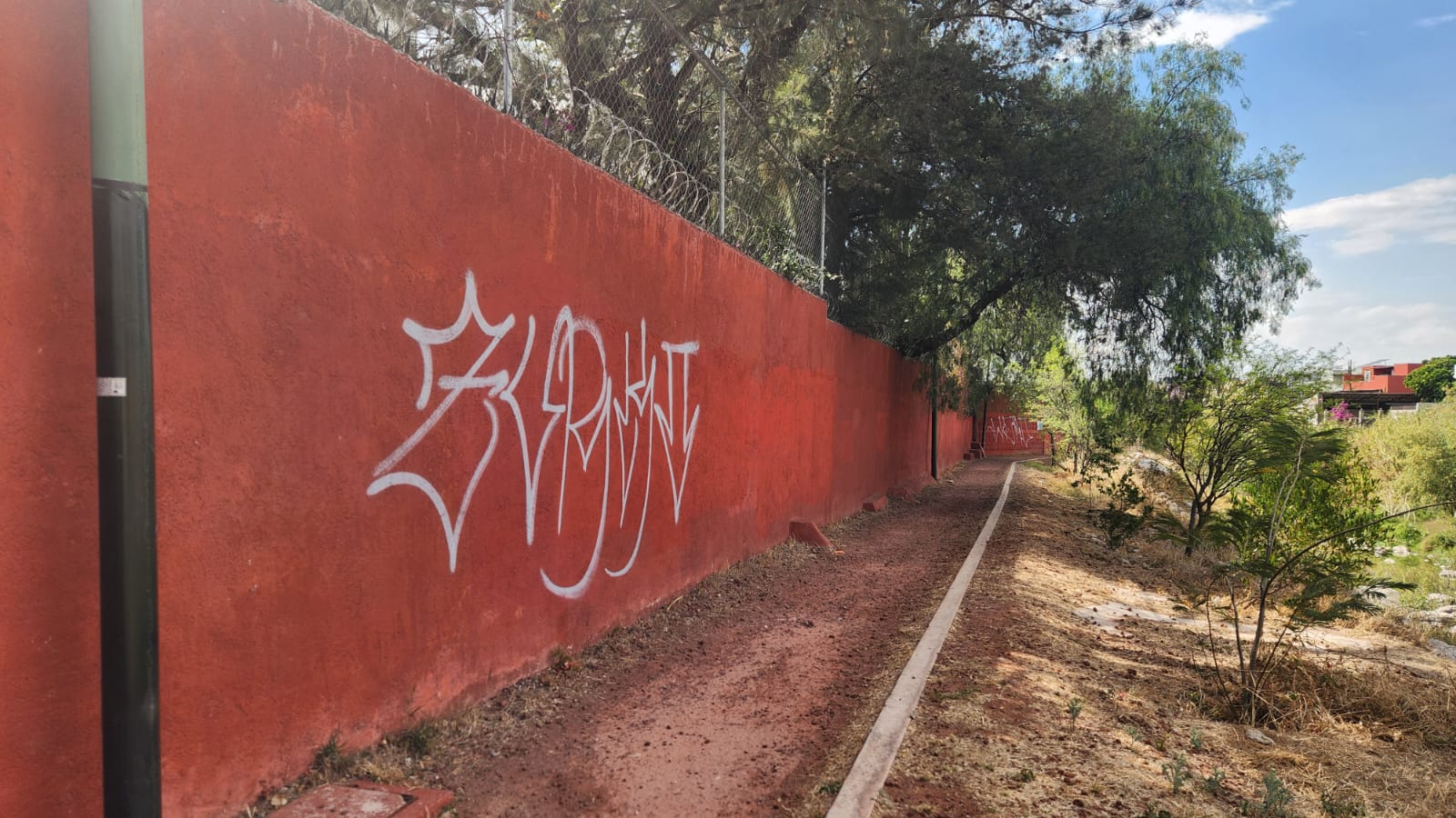 Graffiti on corridor walls